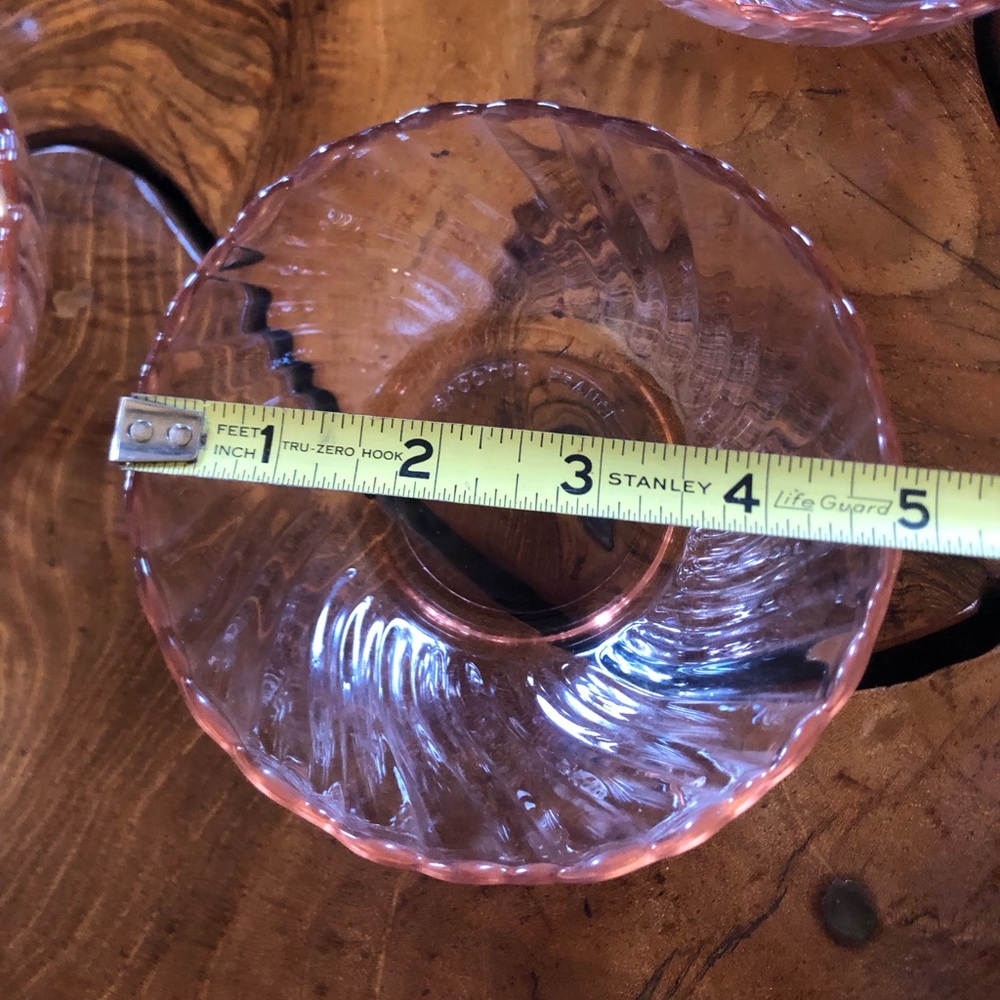 Vintage Arcoroc France Pink Swirl Rosaline Glass Bowls set of 5 - Picture 6 of 7